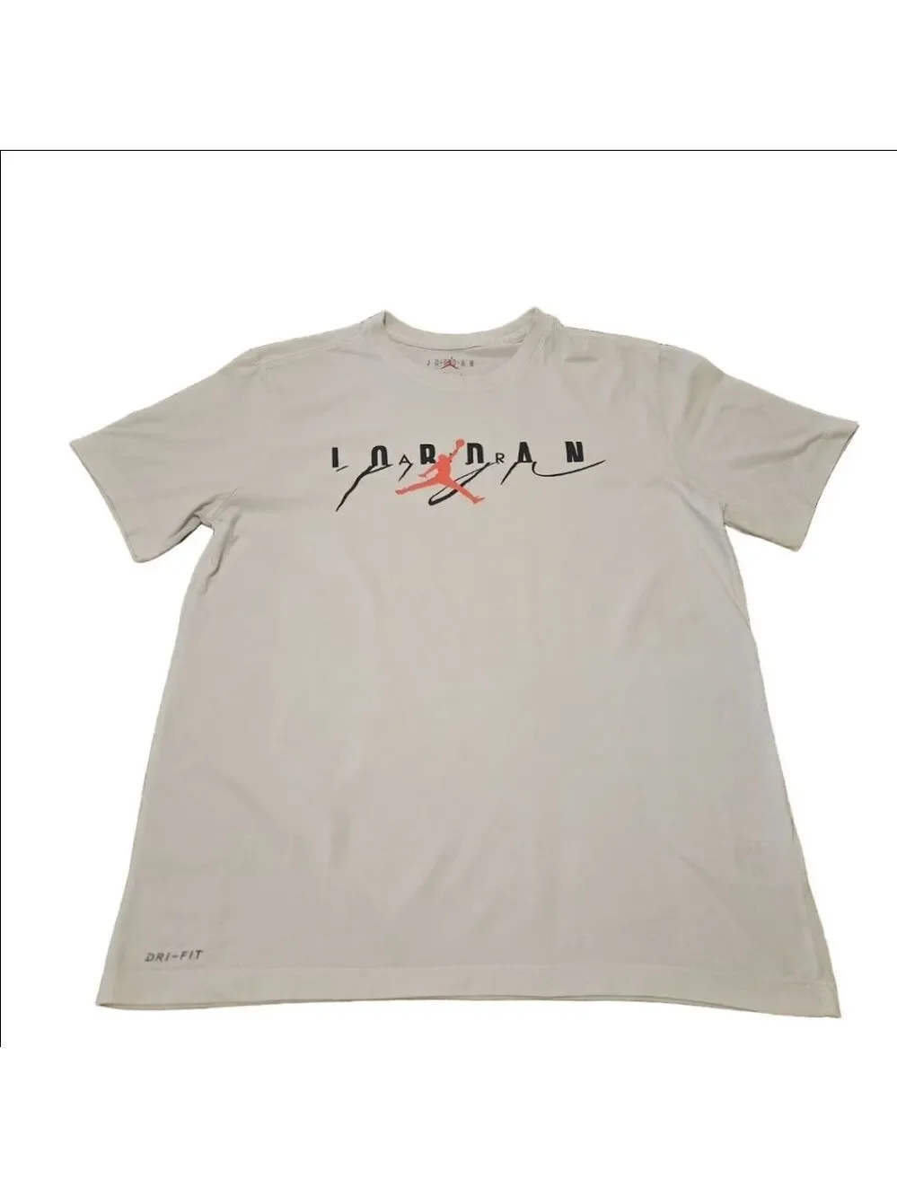 Men's Jordan Flight Mash-up Basketball White Short Sleeve Tee Black Red Logo, M